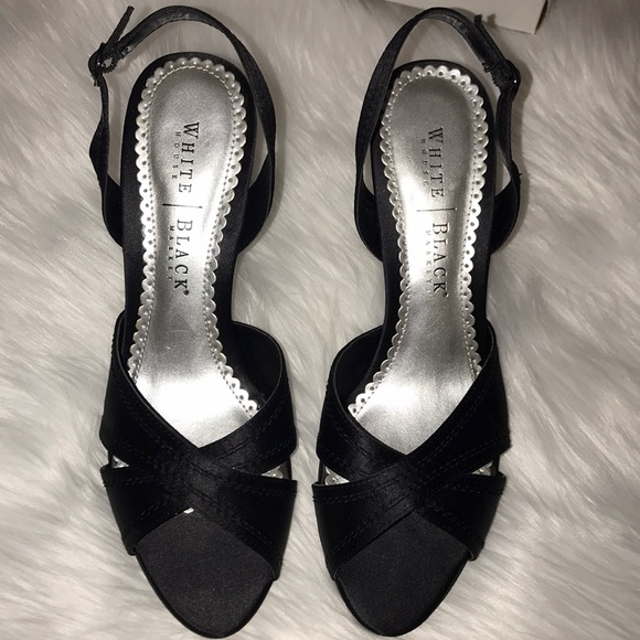 Black Satin Sling-back Heels - Picture 4 of 6